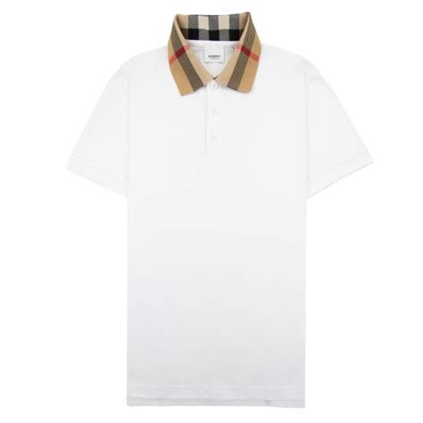 burberry poloshirt herren weiß|Check Cotton Blend Polo Shirt in White/black .